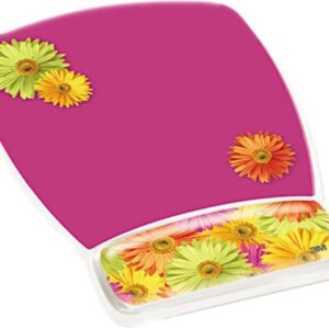 Gel Mouse Pad w/Wrist Rest Nonskid Plastic Base 6-3/4 x 9-1/8 Daisy Design
