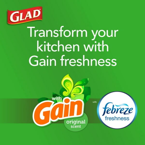 Glad ForceFlex Tall Kitchen Drawstring Trash Bags, 13 Gallon, Gain Original with Febreze Freshness, 120 Count