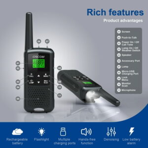 GOCOM G200 Family Radio Service (FRS) Adult Walkie Talkie,Long Range Two Way Radio Rechargeable 2Pack