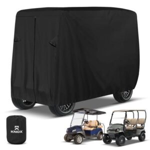 Golf Cart Covers 4 Passenger, 2+2 Seater Waterproof Cover, 79" Long Roof, Black, Compatible with EZGO TXT/RXV, Club Car DS/Precedent, Evolution, ICON,