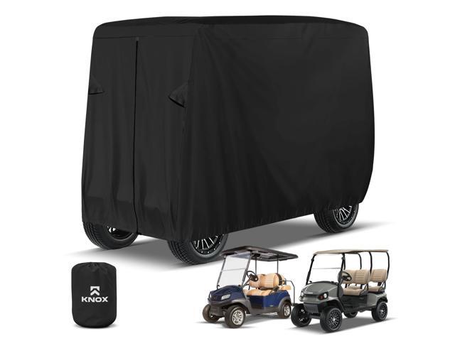 Golf Cart Covers 4 Passenger, 2+2 Seater Waterproof Cover, 79" Long Roof, Black, Compatible with EZGO TXT/RXV, Club Car DS/Precedent, Evolution, ICON,