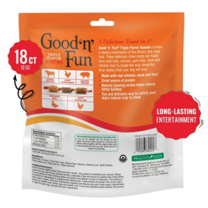 Good 'n' Fun Triple Flavor Kabobs, Rawhide Chews for All Dogs, 12 oz
