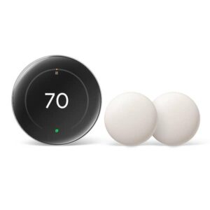 Google Nest Learning Thermostat (4th Gen) with Nest Temperature Sensor (2nd Gen) 2-Pack - Polished Obsidian GA05557-US