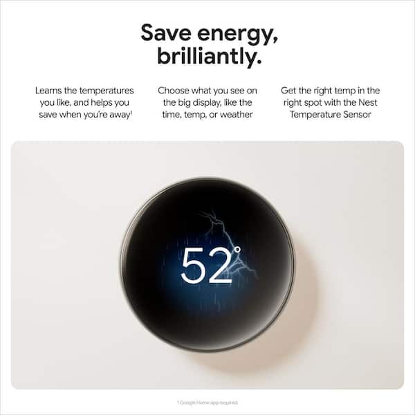 Google Nest Learning Thermostat (4th Gen) with Nest Temperature Sensor (2nd Gen) 2-Pack - Polished Obsidian GA05557-US