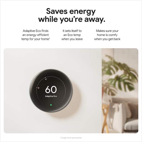 Google Nest Learning Thermostat (4th Gen) with Nest Temperature Sensor (2nd Gen) 2-Pack - Polished Obsidian GA05557-US