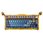 Gravastar GS K1 PRO Battle - Worn Yellow 75% Layout Wireless/Wired/Bluetooth Mechanical Keyboard - Metal with Feet, Antique Finish