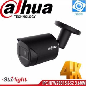 GravaStar IPC-HFW2831S-S-S2 8MP Starlight IP Bullet Camera IR 30m WDR H.265 IVS PoE Black 2.8mm lens