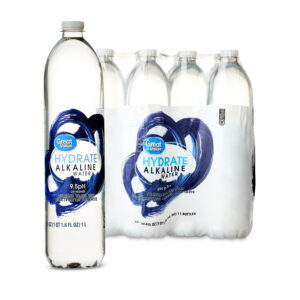 Great Value Hydrate Alkaline Water, 33.8 fl oz Bottles, 12 Count
