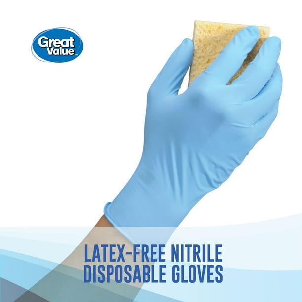 Great Value Nitrile Disposable Gloves, One Size, 100 Ct