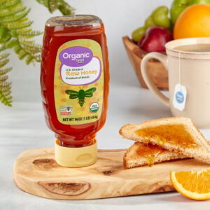 Great Value Organic Strained Raw Honey, 16 oz Inverted Plastic Bottle