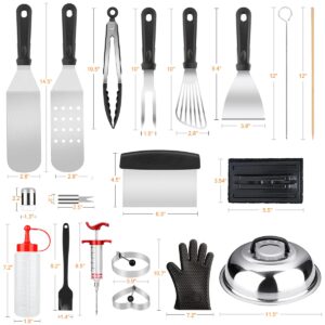 Griddle Accessories Kit, 140 Pcs Griddle Grill Tools Set for Blackstone and Camp Chef, Professional Grill BBQ Spatula Set with Basting Cover, Spatula, Scraper, Bottle, Tongs,...