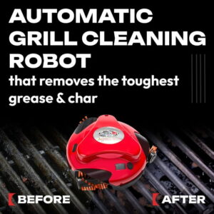 Grillbot Automatic Grill Cleaning Robot with 3 Powerful Nylon Grill Brushes (Red)