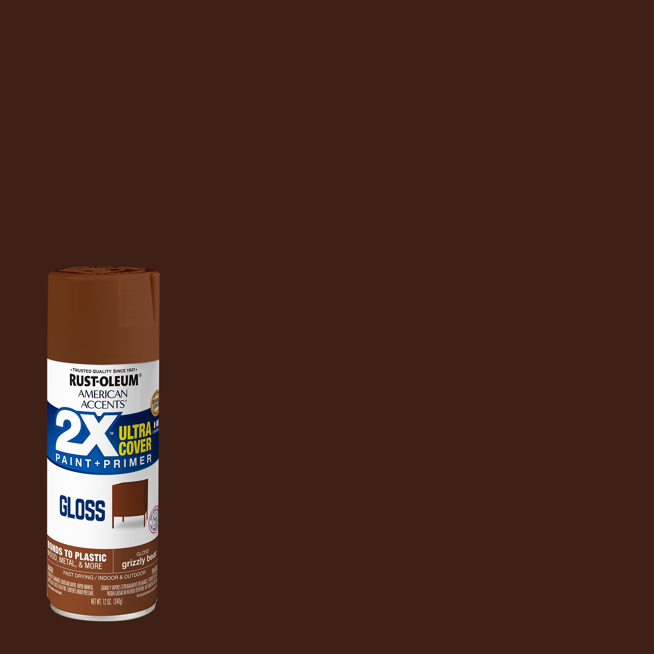 Grizzly Bear, Rust-Oleum American Accents 2X Ultra Cover Gloss Spray Paint- 389907, 12 oz- 6 Pack