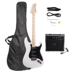 GST Stylish Electric Guitar Kit with Black Pickguard White