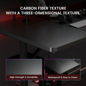 GTRACING 55" Large RGB Sturdy Gaming Desk with Mouse Pad T-Shaped Office Chair Computer Desk Spacious Work Surface Table, Black