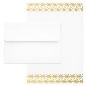 Hallmark Stationery, Gold Geometric Border, 80 Ct. with 40 Envelopes