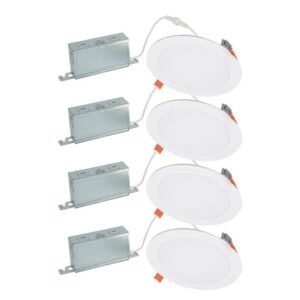 HALO HLBSL 6 in. Can Less Integrated LED, 900 Lumens, 5CCT, White (4-Pack) HLBSL609FS5-4PK