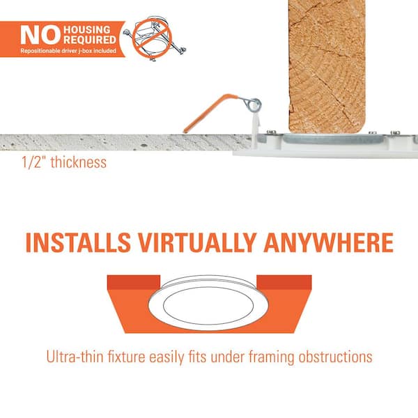 HALO HLBSL 6 in. Can Less Integrated LED, 900 Lumens, 5CCT, White (4-Pack) HLBSL609FS5-4PK