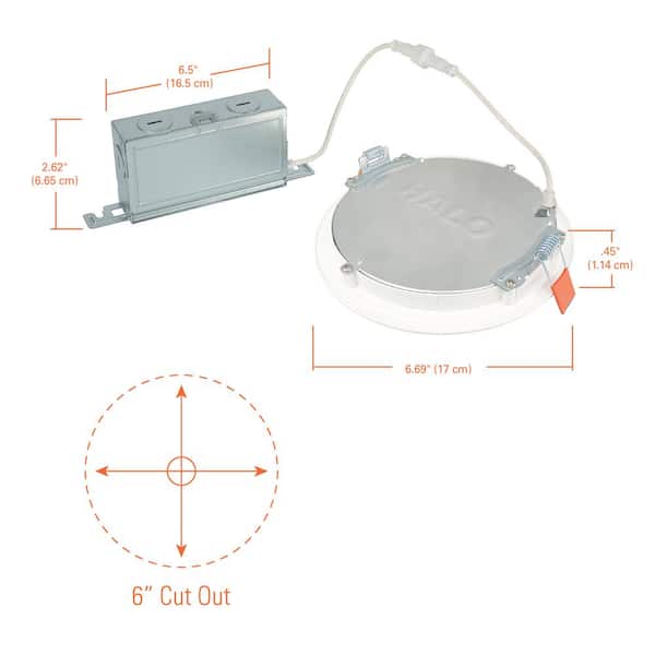 HALO HLBSL 6 in. Can Less Integrated LED, 900 Lumens, 5CCT, White (4-Pack) HLBSL609FS5-4PK