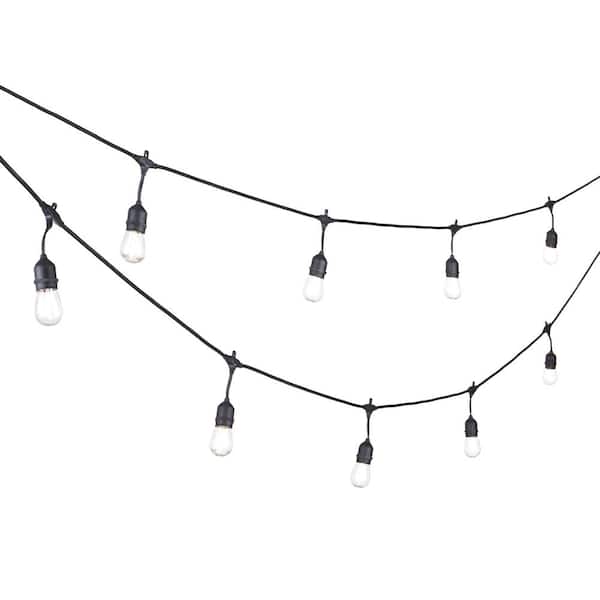 Hampton Bay 24-Light 48 ft. Plug-in Indoor/Outdoor Edison Patio String Light with S14 Single Filament LED Bulbs 10328