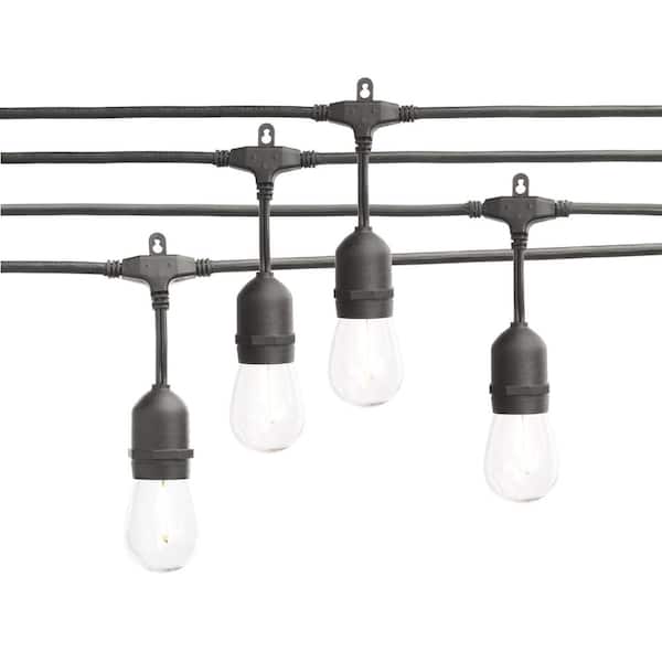 Hampton Bay 24-Light 48 ft. Plug-in Indoor/Outdoor Edison Patio String Light with S14 Single Filament LED Bulbs 10328