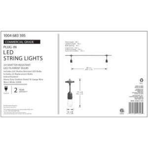 Hampton Bay 24-Light 48 ft. Plug-in Indoor/Outdoor Edison Patio String Light with S14 Single Filament LED Bulbs 10328