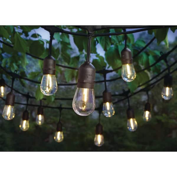Hampton Bay 24-Light 48 ft. Plug-in Indoor/Outdoor Edison Patio String Light with S14 Single Filament LED Bulbs 10328