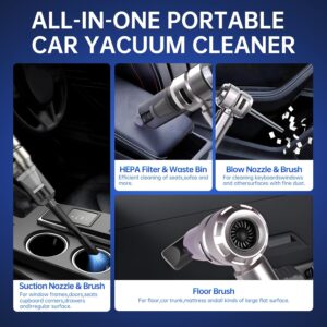 Handheld Mini Vacuum Cordless, 18000PA Powerful Suction USB Rechargeable Portable Car Vacuum Cleaner Car Cleaner for Pet Hair, Car, Home, Office, Kitchen