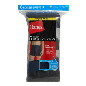 Hanes Men's Value Pack Covered Waistband Boxer Briefs, 6 Pack