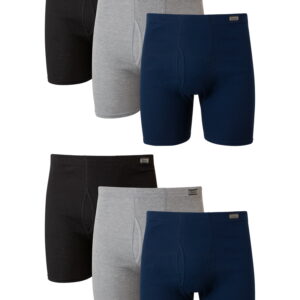 Hanes Men's Value Pack Covered Waistband Boxer Briefs, 6 Pack