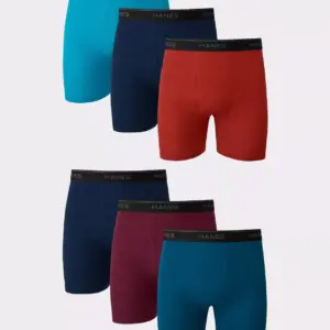 Hanes Men's Value Pack Covered Waistband Boxer Briefs, 6 Pack