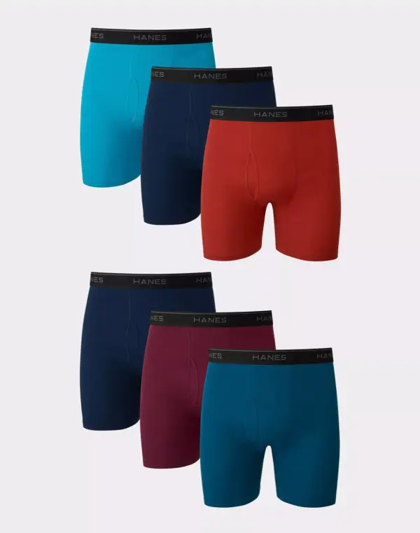Hanes Men's Value Pack Covered Waistband Boxer Briefs, 6 Pack Hanes Men's Value Pack Covered Waistband Boxer Briefs, 6 Pack