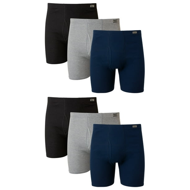Hanes Men's Value Pack Covered Waistband Boxer Briefs, 6 Pack