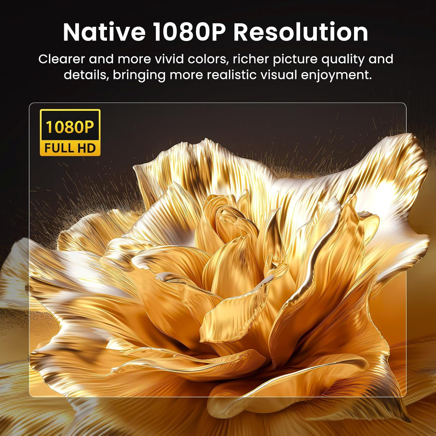 HAPPRUN Native 1080P Bluetooth Projector, Full HD Portable Outdoor Movie Projector with Built-in Speaker, Compatible with Smartphone, HDMI, USB, AV, Fire Stick, PS5 for Home,...