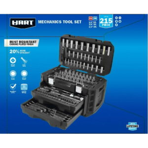 HART 215-Piece Mechanics Tool Set, Multiple Drive, Chrome Finish