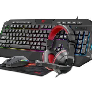 Havit 4-in-1 RGB lighting Mouse + LED Backlit 114-key Multimedia gaming keyboard + 3.5mm Headset + Fine mesh cloth Mouse Pad combo Set