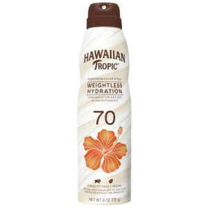 Hawaiian Tropic Weightless Hydration Clear Spray Sunscreen SPF 70, 6oz