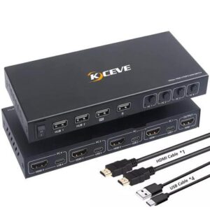 HDMI KVM Switch 4 in 1 Out, KVM Switches 4 Port 4K@60Hz KVM Switch 1 Monitors 4 Computers HDMI KVM Monitor Switch for 4 Computers, KVM Switch Keyboard