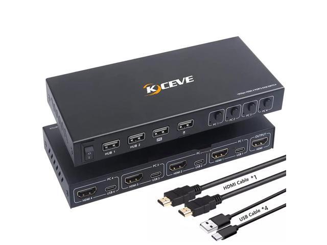 HDMI KVM Switch 4 in 1 Out, KVM Switches 4 Port 4K@60Hz KVM Switch 1 Monitors 4 Computers HDMI KVM Monitor Switch for 4 Computers, KVM Switch Keyboard