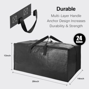 Heavy Duty Extra Large Moving Bags W/Backpack Straps - Strong Handles & Zippers, Storage Totes For Space Saving, Fold Flat, Alternative to Moving Box and Storage Bin (Set of 6,...