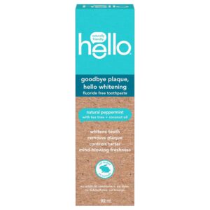 Hello Activated Charcoal Epic Teeth Whitening Toothpaste Fluoride Free, Fresh Mint & Coconut Oil, Vegan, SLS & Gluten Free, Peroxide Free, Dentifrice Blanchissant, 82 mL