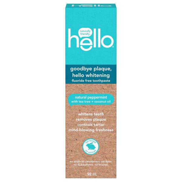 Hello Activated Charcoal Epic Teeth Whitening Toothpaste Fluoride Free, Fresh Mint & Coconut Oil, Vegan, SLS & Gluten Free, Peroxide Free, Dentifrice Blanchissant, 82 mL
