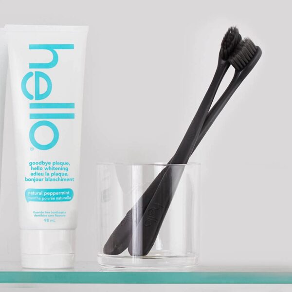 Hello Activated Charcoal Epic Teeth Whitening Toothpaste Fluoride Free, Fresh Mint & Coconut Oil, Vegan, SLS & Gluten Free, Peroxide Free, Dentifrice Blanchissant, 82 mL