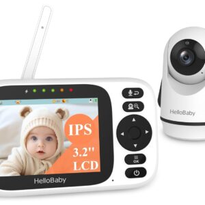 HelloBaby Baby Monitor No WiFi,Video Baby Monitors with Camera and Audio,3.2'' IPS Screen, Remote Pan-Tilt-Zoom Baby Camera Monitor,Plug&Play,Night Vision,1000ft Range,2-Way...