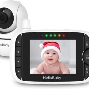 HelloBaby Baby Monitor, Video Baby Monitor with Camera Remote Pan-Tilt-Zoom, 3.2 inches Screen, Infrared Night Vision, Two Way Audio, Temperature Display, Smart VOX Mode