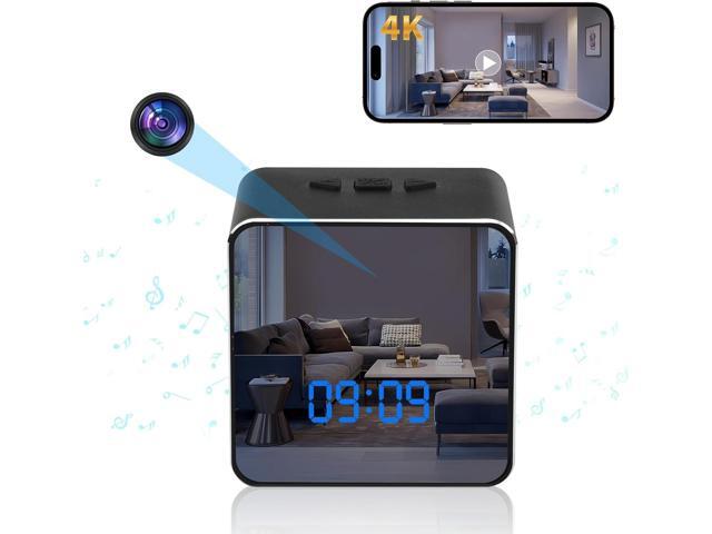 Hidden Camera Bluetooth Speaker, 4K HD WiFi Hidden Camera Clock with Video Night Vision Motion Detection, Clock Camera Spy Cam, Hidden Cameras for