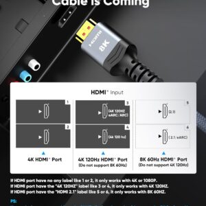 Highwings 8K 10K 4K HDMI Cable 48Gbps 6.6FT/2M, Certified Ultra High Speed HDMI Cable Braided Cord-4K@120Hz 8K@60Hz, DTS:X, HDCP 2.2 & 2.3, HDR 10 Compatible with Roku...