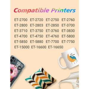 Hiipoo Sublimation Ink Refilled Bottles Compatible with Ecotank Printers WF7710 ET2720 ET2760 ET2800 ET2803 ET15000 C88 Inkjet Printer Heat Press Transfer on Mugs Plates...