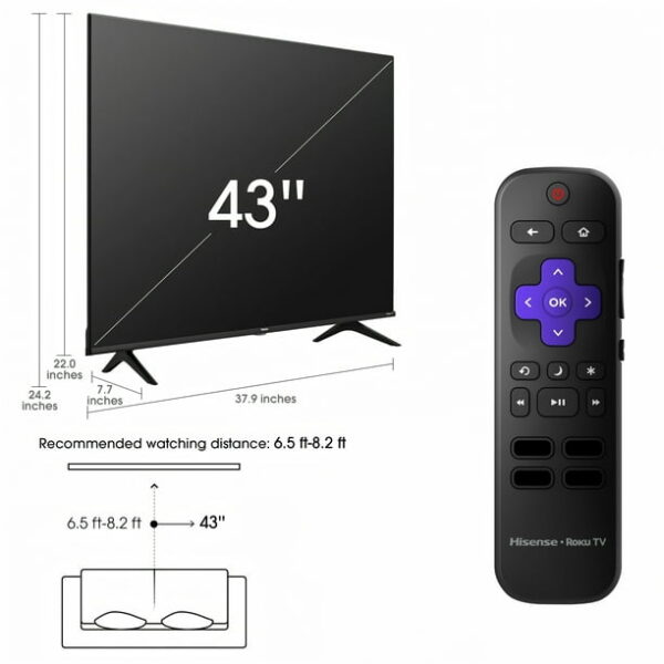 Hisense 43" Class 4K UHD LED LCD Smart Roku TV HDR R6 Series 43R6E3
