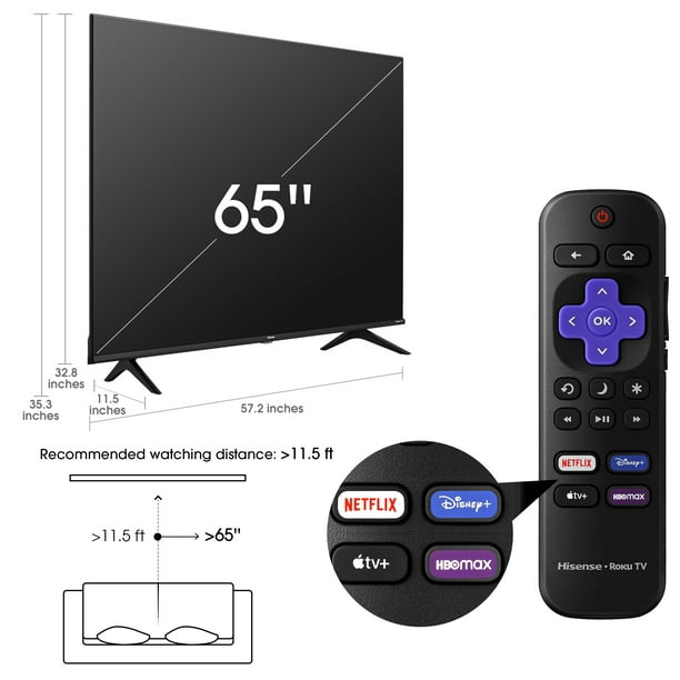 Hisense 65" Class 4K UHD LCD Roku Smart TV HDR R6 Series 65R6E4